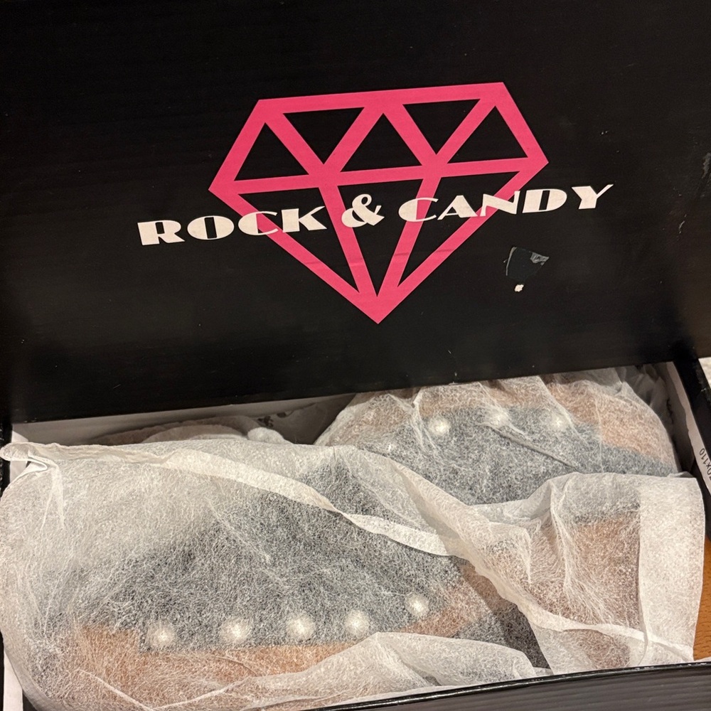Rock & Candy Black Denim Mules with Wooden Heel - Picture 10 of 14